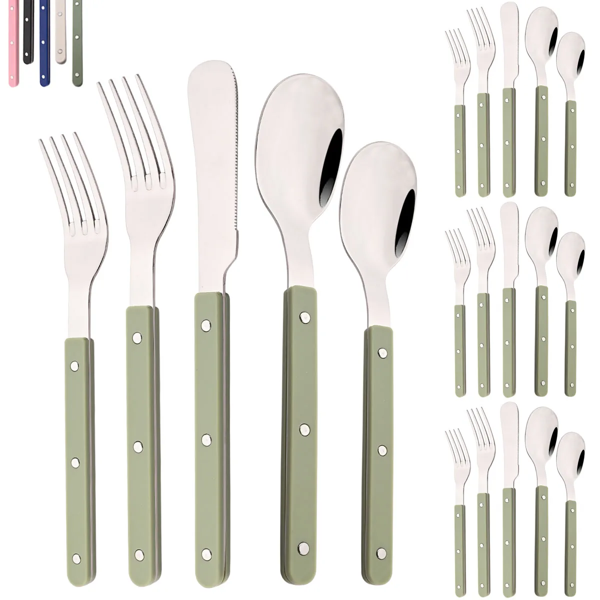 Commercial Kitchen Knife Set - 20 шт. набор столовых приборов с