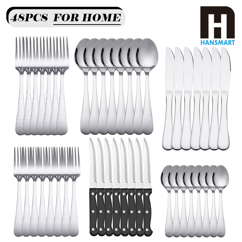 Commercial Kitchen Knife Set - Набор столовых приборов KOOMADE из 48