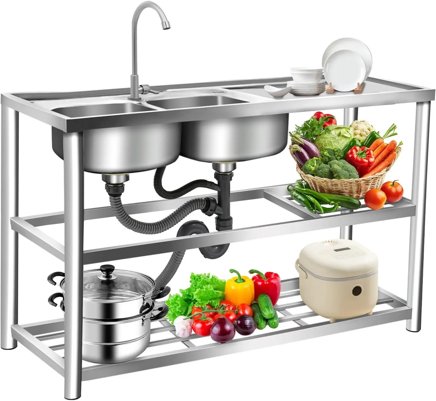 Трехъярусная отдельностоящая м – обзор и цена Commercial Kitchen Sink